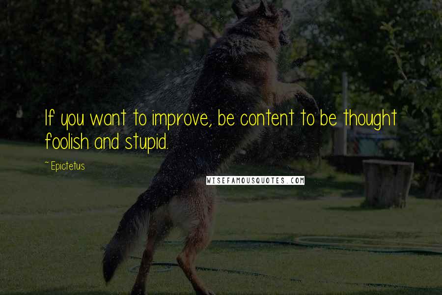Epictetus Quotes: If you want to improve, be content to be thought foolish and stupid.