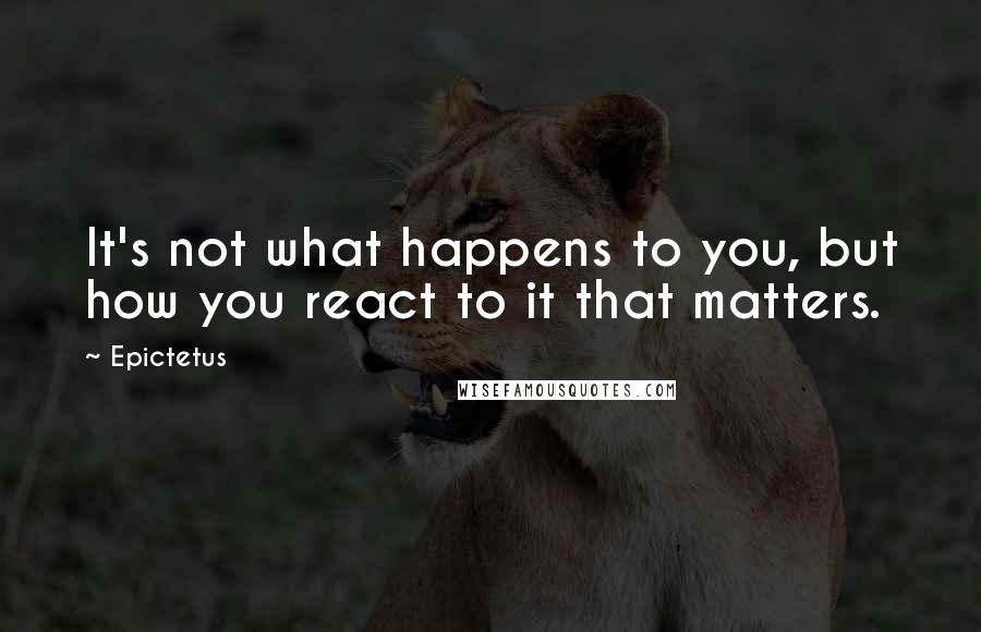 Epictetus Quotes: It's not what happens to you, but how you react to it that matters.