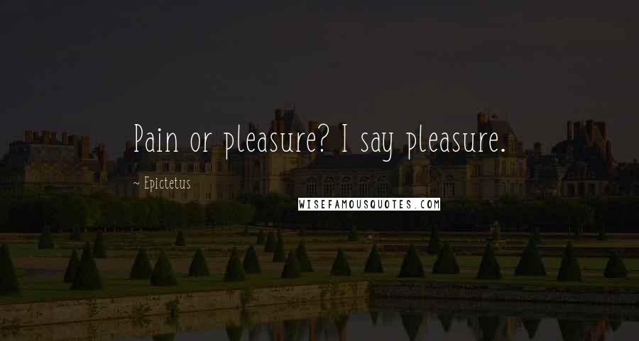 Epictetus Quotes: Pain or pleasure? I say pleasure.