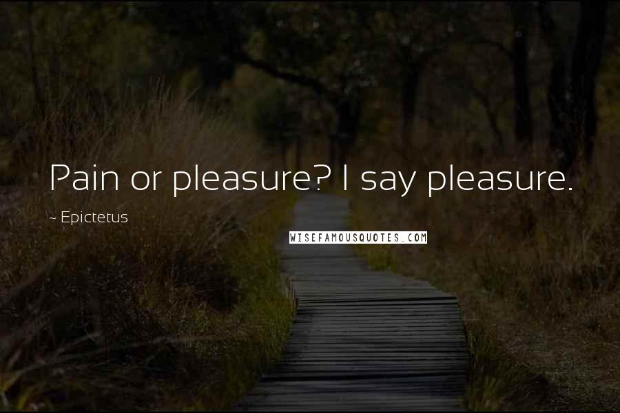 Epictetus Quotes: Pain or pleasure? I say pleasure.