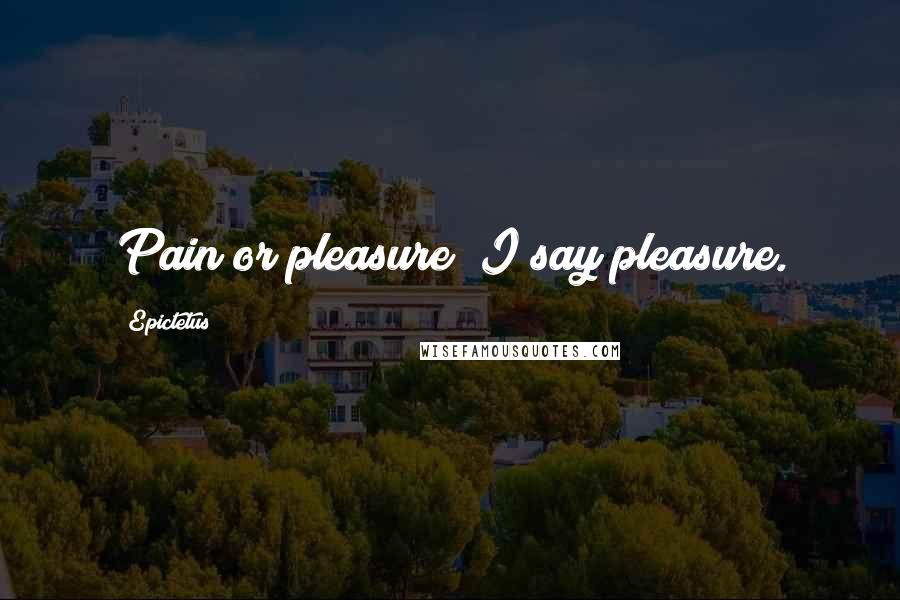 Epictetus Quotes: Pain or pleasure? I say pleasure.