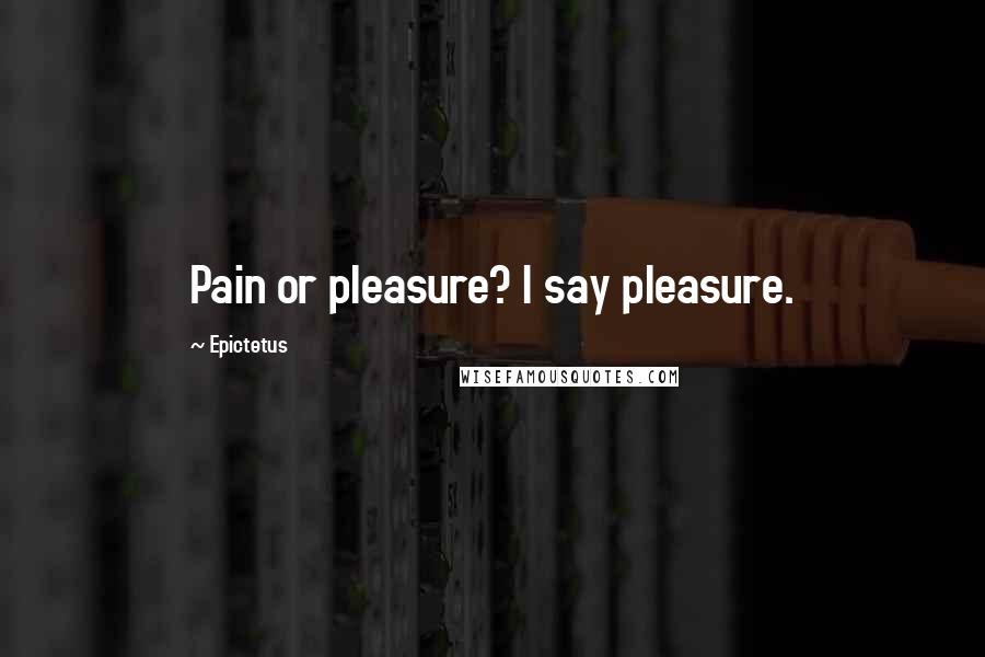 Epictetus Quotes: Pain or pleasure? I say pleasure.