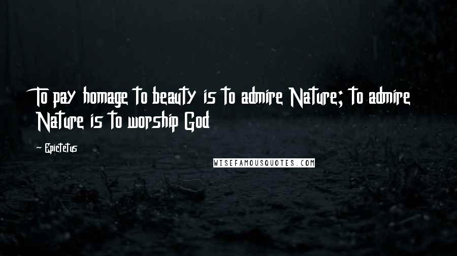 Epictetus Quotes: To pay homage to beauty is to admire Nature; to admire Nature is to worship God