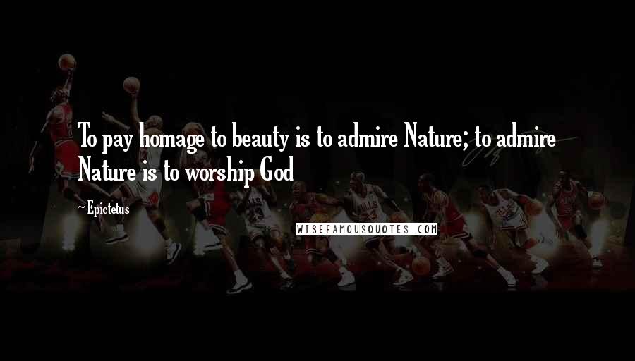 Epictetus Quotes: To pay homage to beauty is to admire Nature; to admire Nature is to worship God