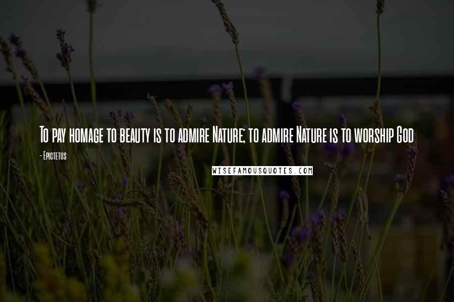 Epictetus Quotes: To pay homage to beauty is to admire Nature; to admire Nature is to worship God