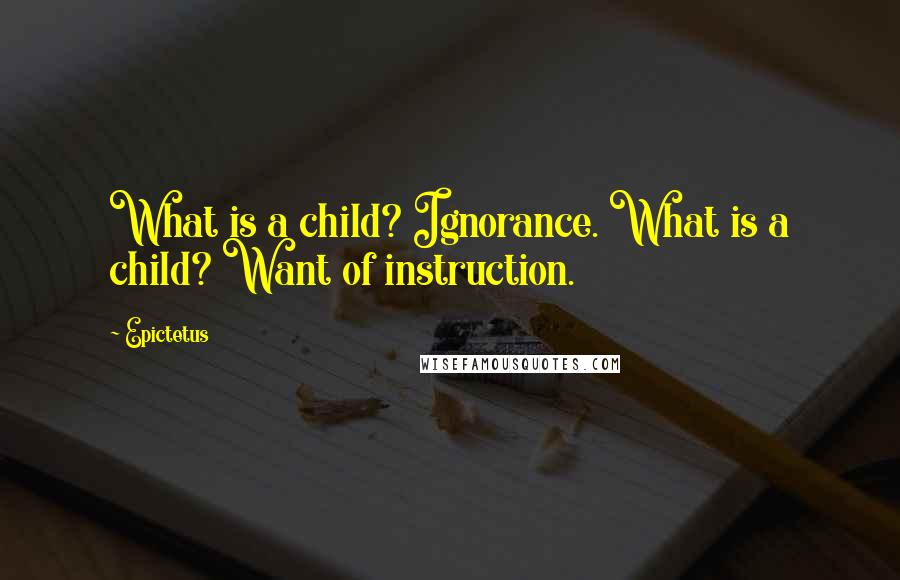 Epictetus Quotes: What is a child? Ignorance. What is a child? Want of instruction.