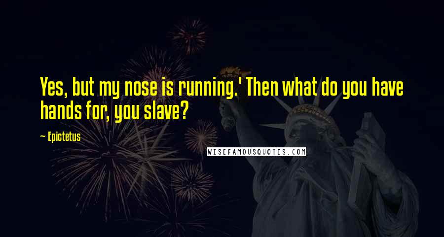 Epictetus Quotes: Yes, but my nose is running.' Then what do you have hands for, you slave?