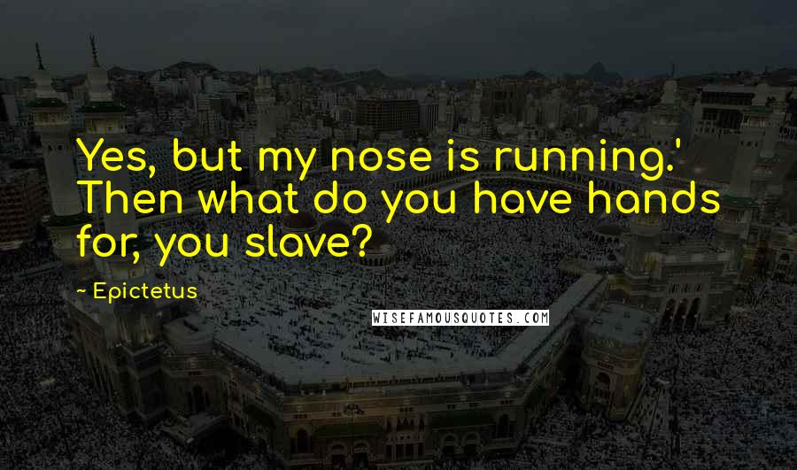 Epictetus Quotes: Yes, but my nose is running.' Then what do you have hands for, you slave?