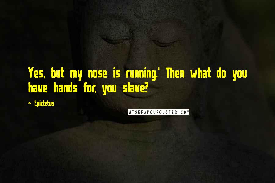 Epictetus Quotes: Yes, but my nose is running.' Then what do you have hands for, you slave?