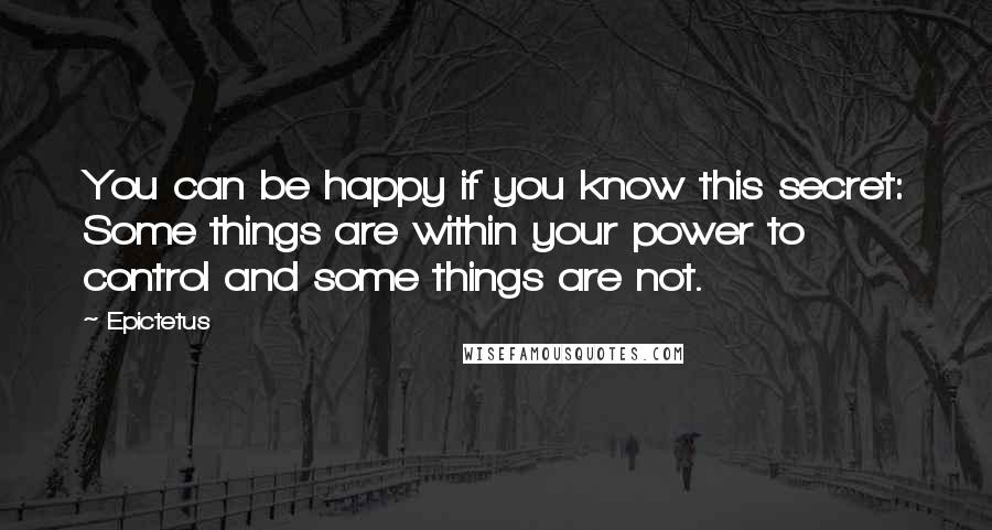 Epictetus Quotes: You can be happy if you know this secret: Some things are within your power to control and some things are not.