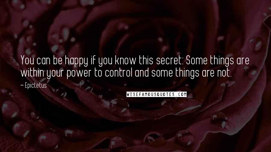 Epictetus Quotes: You can be happy if you know this secret: Some things are within your power to control and some things are not.