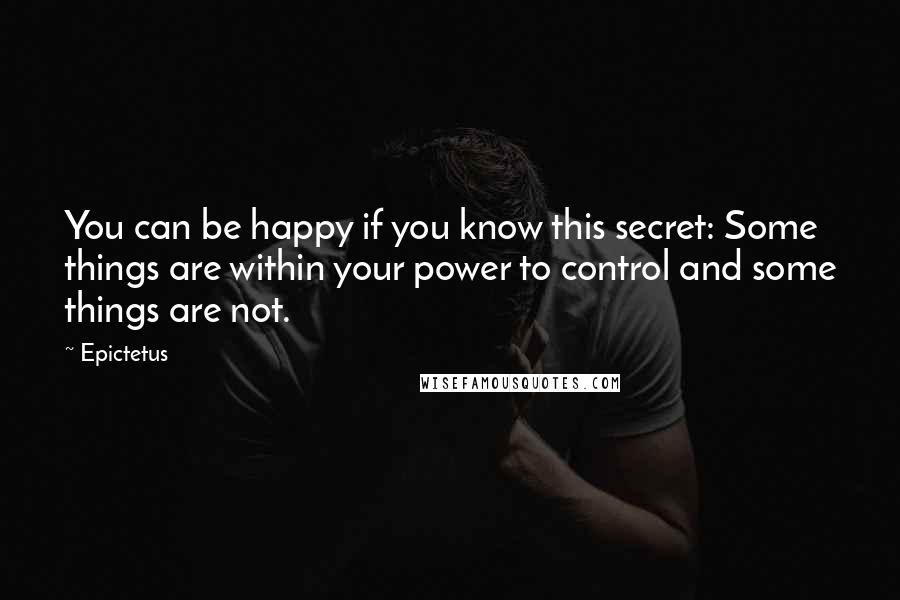 Epictetus Quotes: You can be happy if you know this secret: Some things are within your power to control and some things are not.