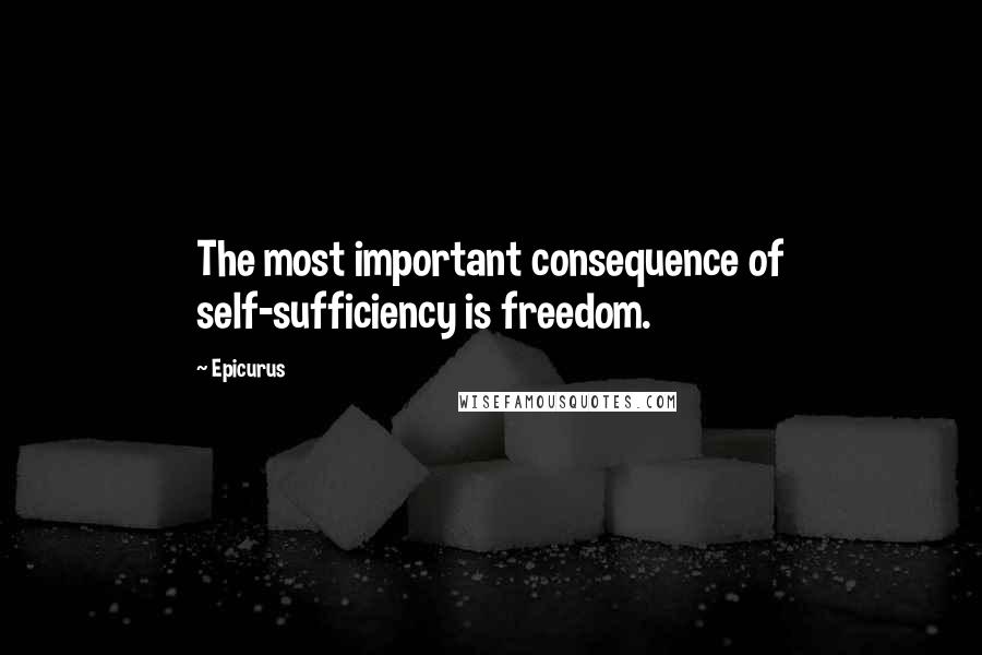 Epicurus Quotes: The most important consequence of self-sufficiency is freedom.