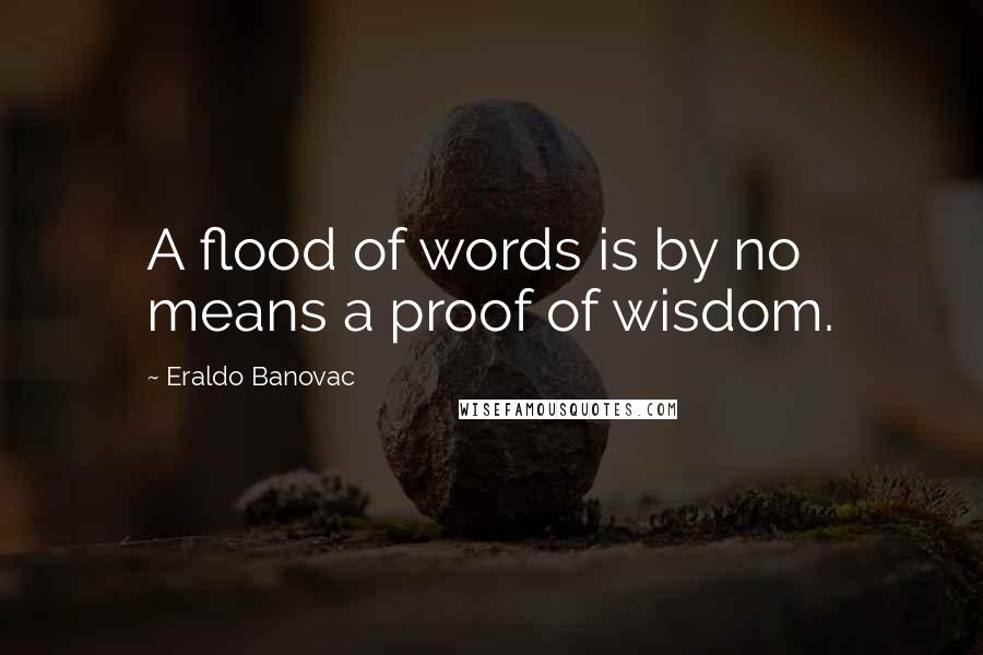 Eraldo Banovac Quotes: A flood of words is by no means a proof of wisdom.