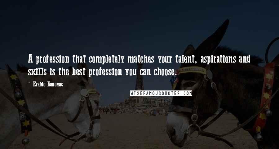 Eraldo Banovac Quotes: A profession that completely matches your talent, aspirations and skills is the best profession you can choose.