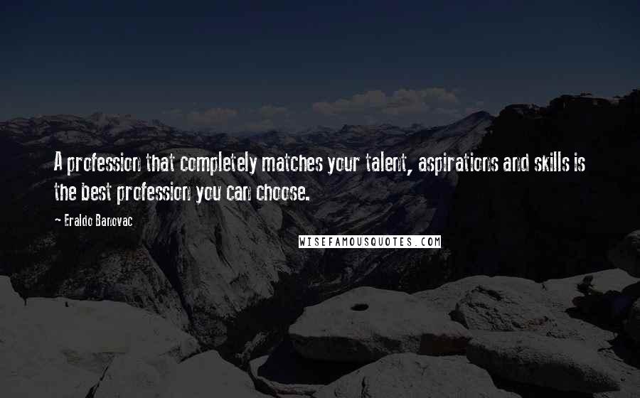 Eraldo Banovac Quotes: A profession that completely matches your talent, aspirations and skills is the best profession you can choose.