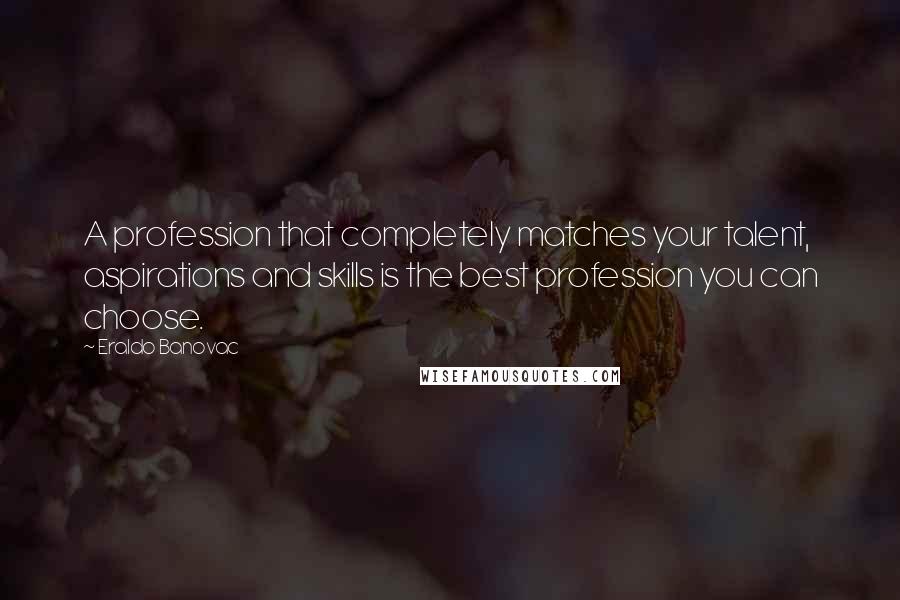 Eraldo Banovac Quotes: A profession that completely matches your talent, aspirations and skills is the best profession you can choose.