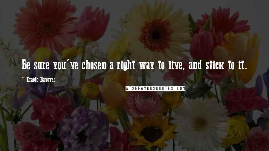 Eraldo Banovac Quotes: Be sure you've chosen a right way to live, and stick to it.