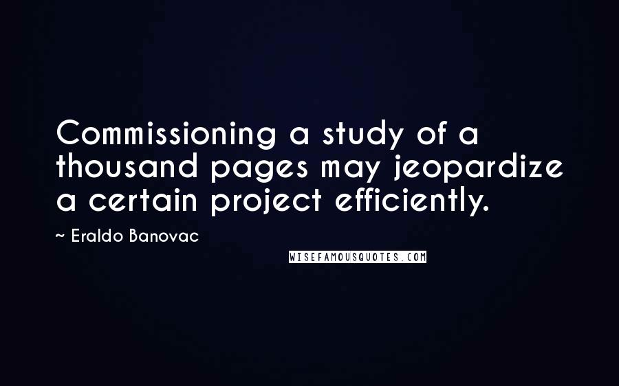 Eraldo Banovac Quotes: Commissioning a study of a thousand pages may jeopardize a certain project efficiently.