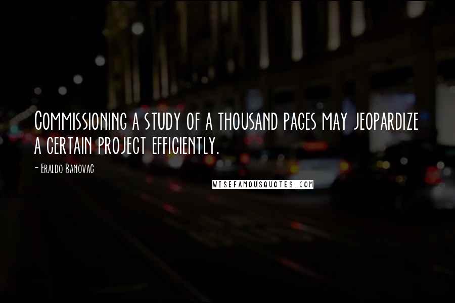 Eraldo Banovac Quotes: Commissioning a study of a thousand pages may jeopardize a certain project efficiently.