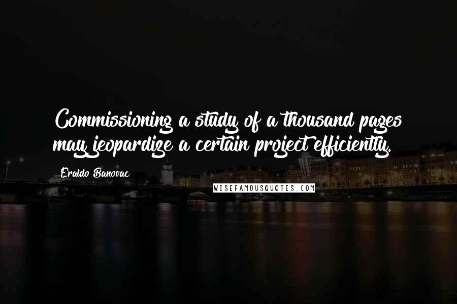 Eraldo Banovac Quotes: Commissioning a study of a thousand pages may jeopardize a certain project efficiently.