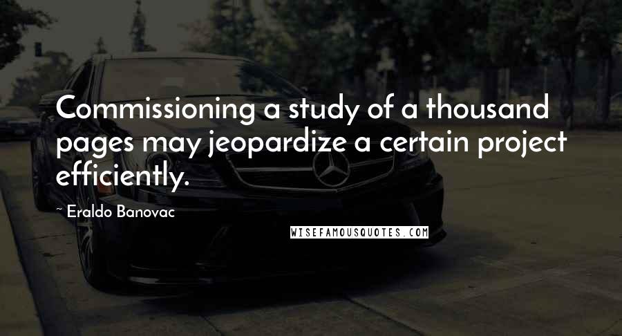 Eraldo Banovac Quotes: Commissioning a study of a thousand pages may jeopardize a certain project efficiently.