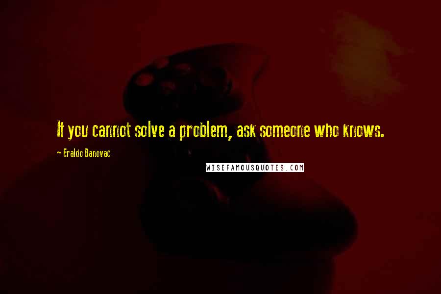 Eraldo Banovac Quotes: If you cannot solve a problem, ask someone who knows.