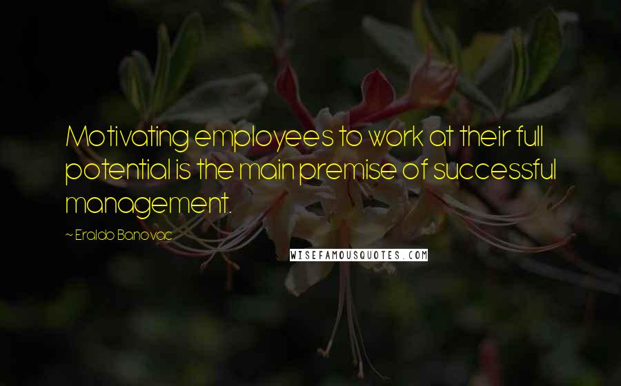 Eraldo Banovac Quotes: Motivating employees to work at their full potential is the main premise of successful management.