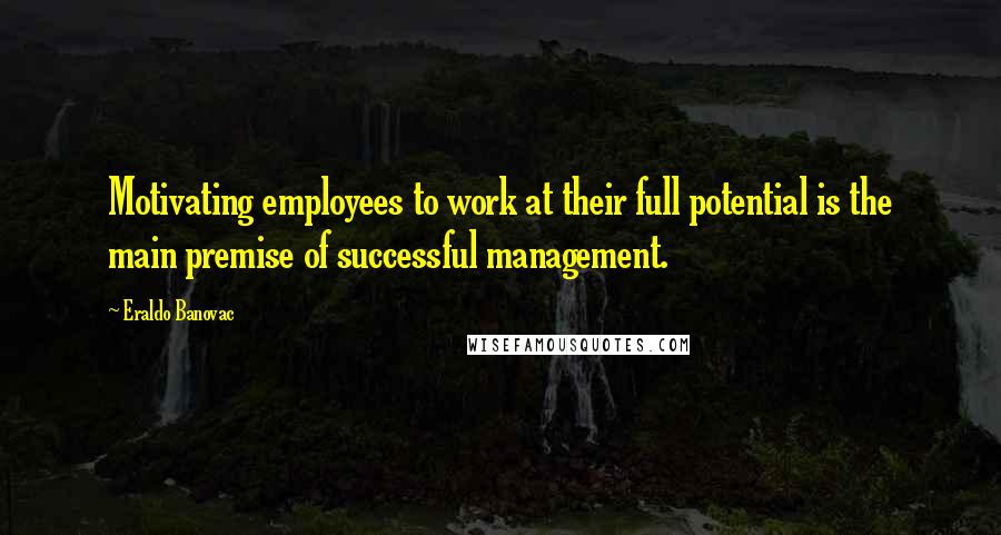 Eraldo Banovac Quotes: Motivating employees to work at their full potential is the main premise of successful management.