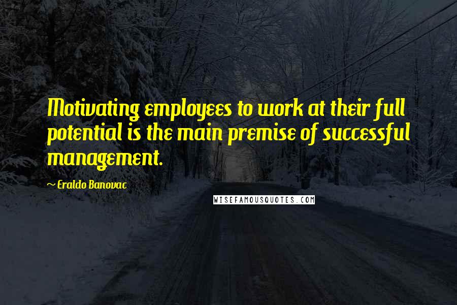 Eraldo Banovac Quotes: Motivating employees to work at their full potential is the main premise of successful management.