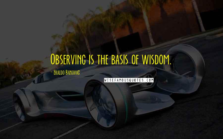 Eraldo Banovac Quotes: Observing is the basis of wisdom.