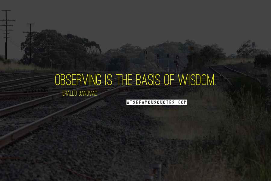 Eraldo Banovac Quotes: Observing is the basis of wisdom.