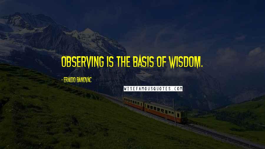 Eraldo Banovac Quotes: Observing is the basis of wisdom.