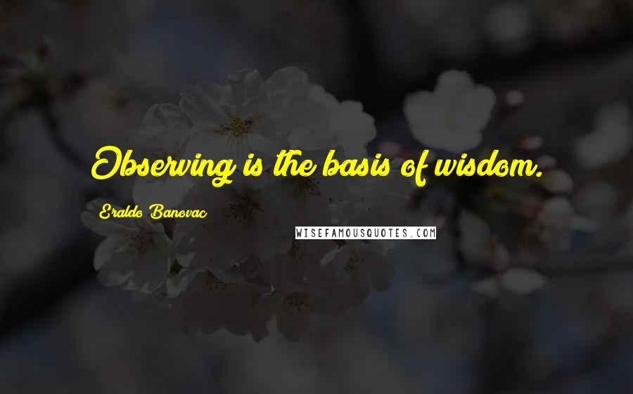 Eraldo Banovac Quotes: Observing is the basis of wisdom.