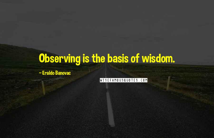 Eraldo Banovac Quotes: Observing is the basis of wisdom.