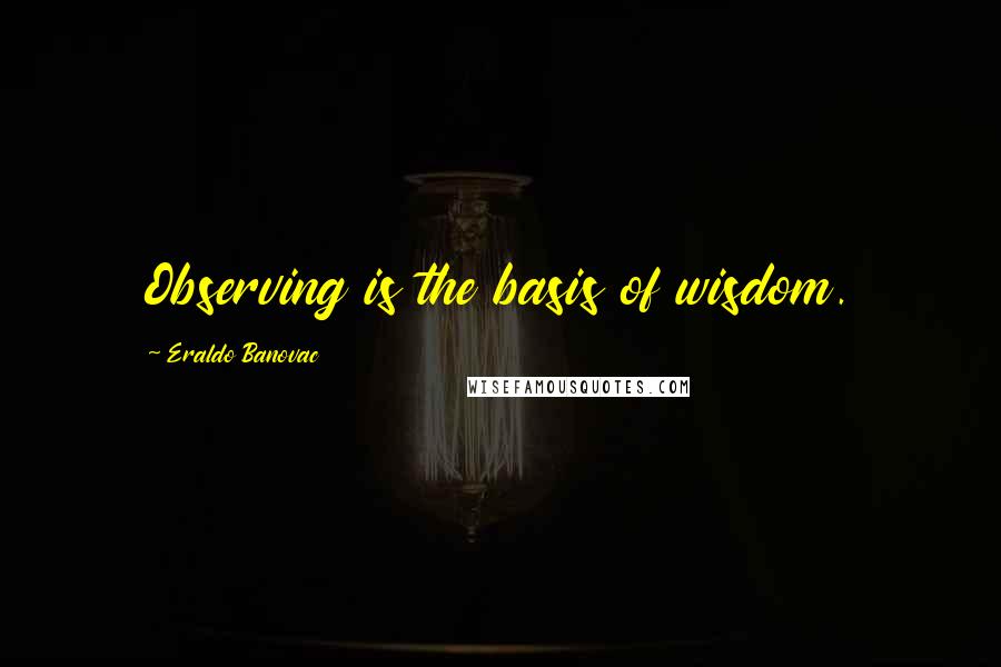 Eraldo Banovac Quotes: Observing is the basis of wisdom.