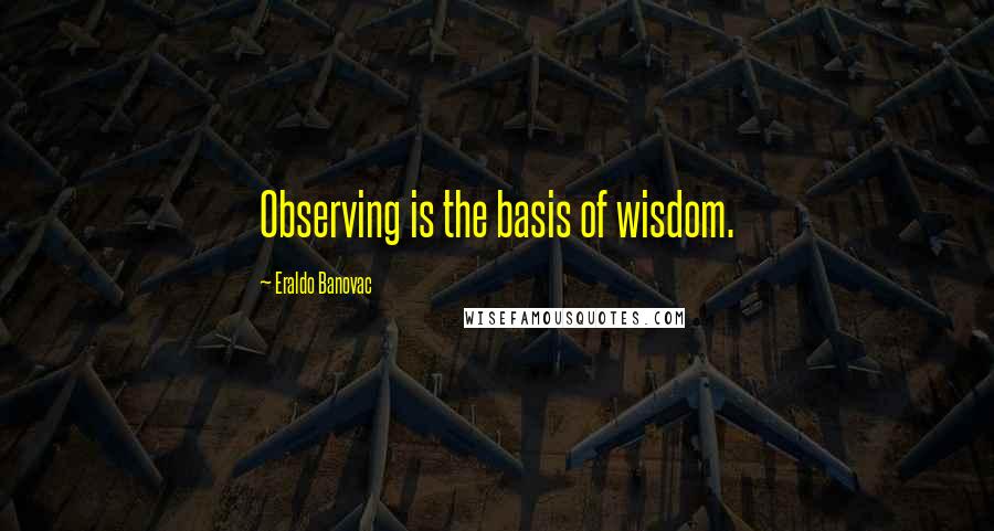 Eraldo Banovac Quotes: Observing is the basis of wisdom.