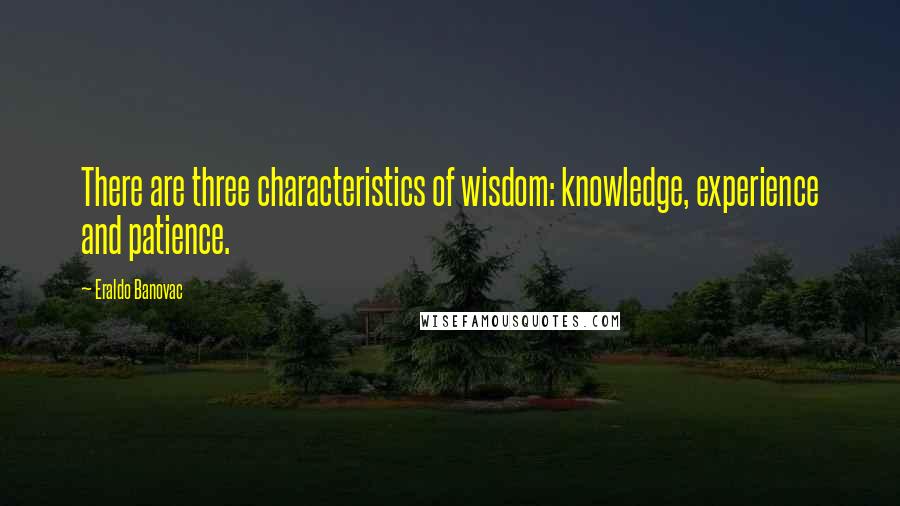 Eraldo Banovac Quotes: There are three characteristics of wisdom: knowledge, experience and patience.