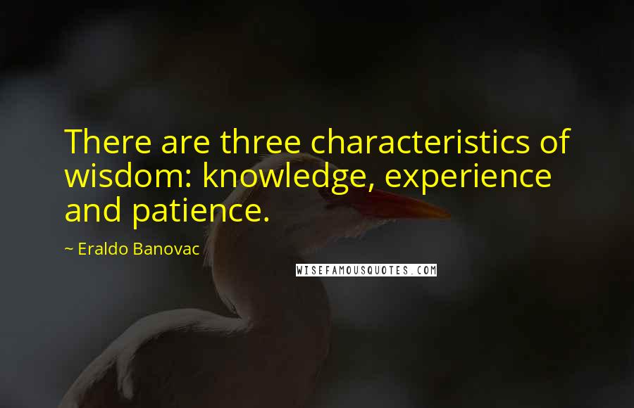 Eraldo Banovac Quotes: There are three characteristics of wisdom: knowledge, experience and patience.
