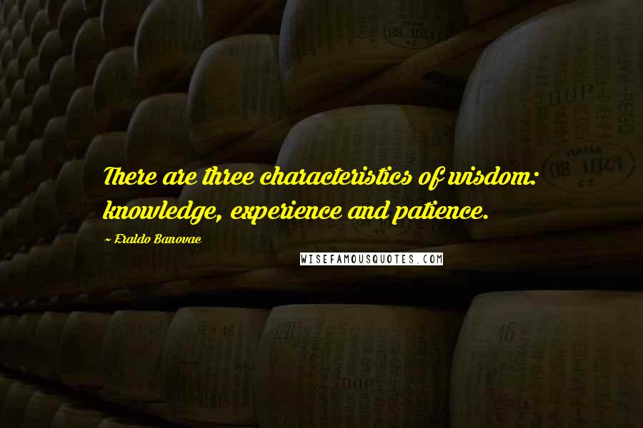 Eraldo Banovac Quotes: There are three characteristics of wisdom: knowledge, experience and patience.