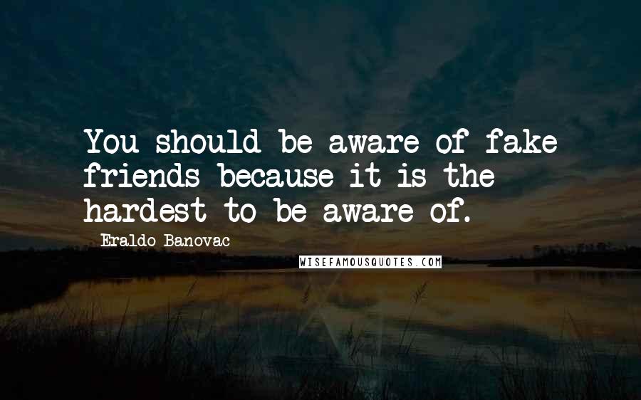 Eraldo Banovac Quotes: You should be aware of fake friends because it is the hardest to be aware of.