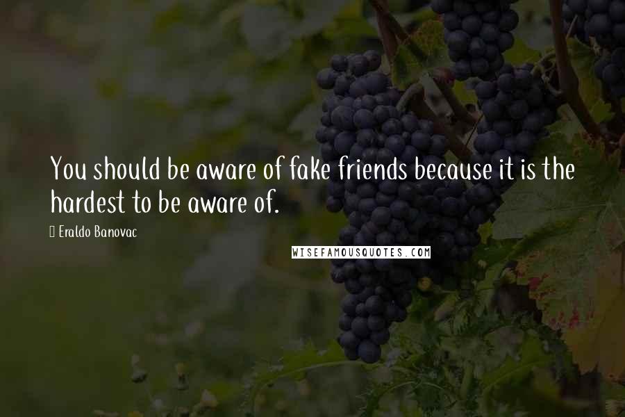 Eraldo Banovac Quotes: You should be aware of fake friends because it is the hardest to be aware of.