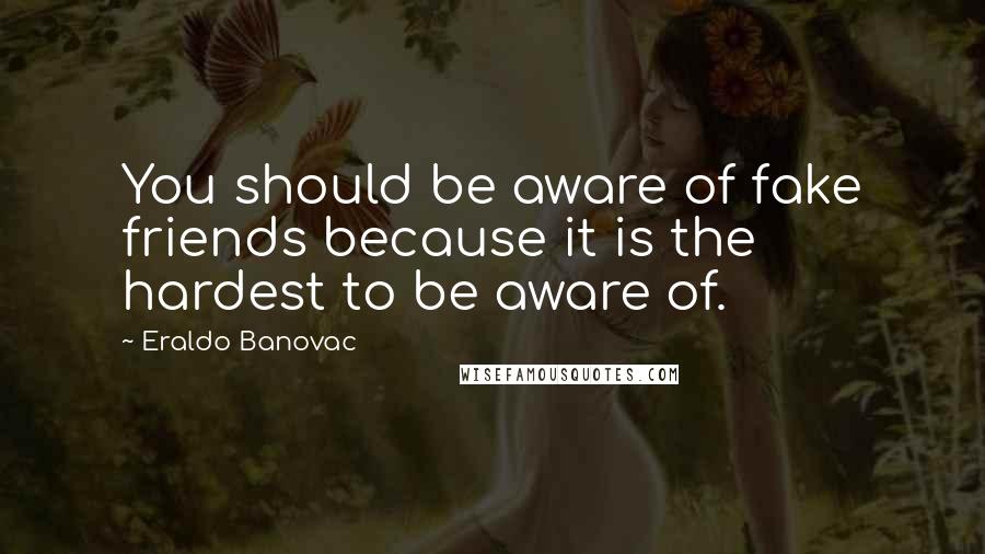 Eraldo Banovac Quotes: You should be aware of fake friends because it is the hardest to be aware of.