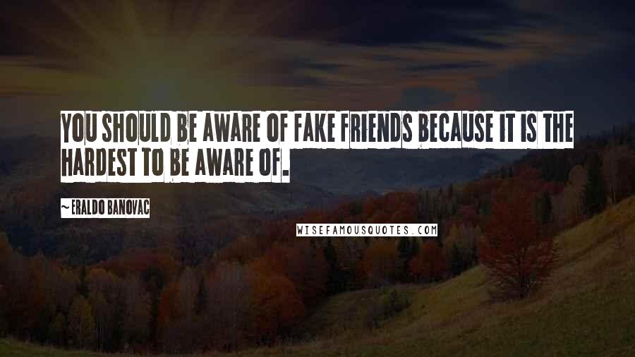 Eraldo Banovac Quotes: You should be aware of fake friends because it is the hardest to be aware of.
