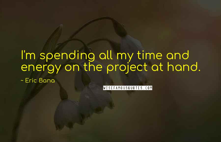 Eric Bana Quotes: I'm spending all my time and energy on the project at hand.