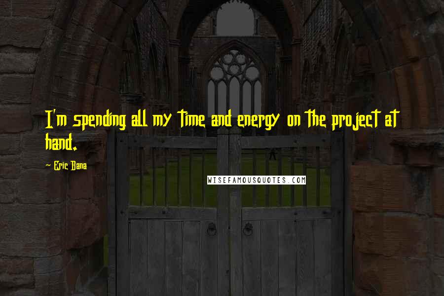 Eric Bana Quotes: I'm spending all my time and energy on the project at hand.