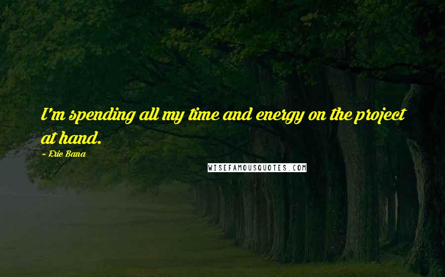 Eric Bana Quotes: I'm spending all my time and energy on the project at hand.