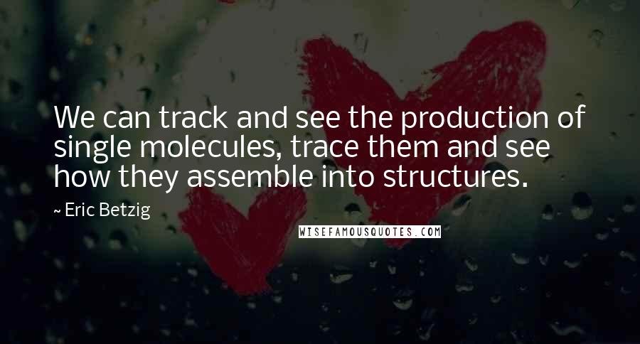 Eric Betzig Quotes: We can track and see the production of single molecules, trace them and see how they assemble into structures.