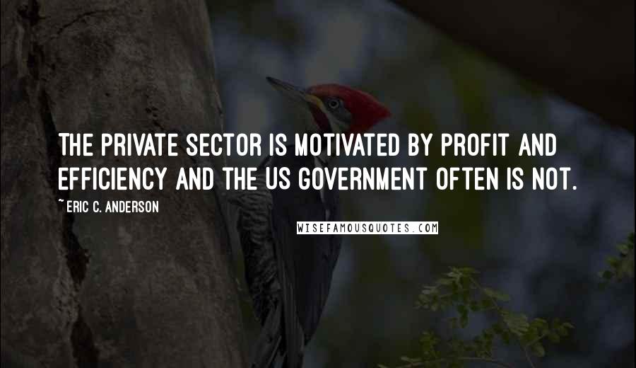 Eric C. Anderson Quotes: The private sector is motivated by profit and efficiency and the US government often is not.