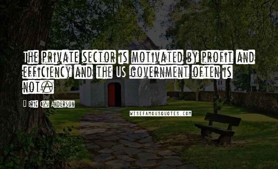 Eric C. Anderson Quotes: The private sector is motivated by profit and efficiency and the US government often is not.